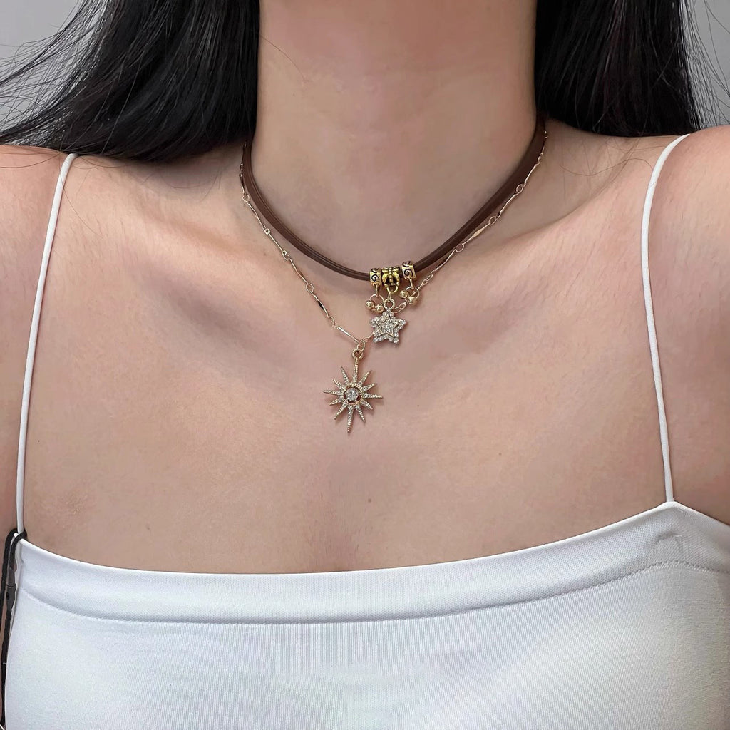 Star Custom 2025New Year's Exaggerated Punk Necklace y2k Irregular Subculture Hip-Hop Trend Unisex Niche Collarbone Chain