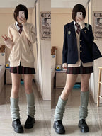 White Knitted Sock Covers Autumn Winter Warm Mid-Calf Socks y2k Harajuku Style Hot Girl Japanese Style jk College Style Slouch Socks for Women.