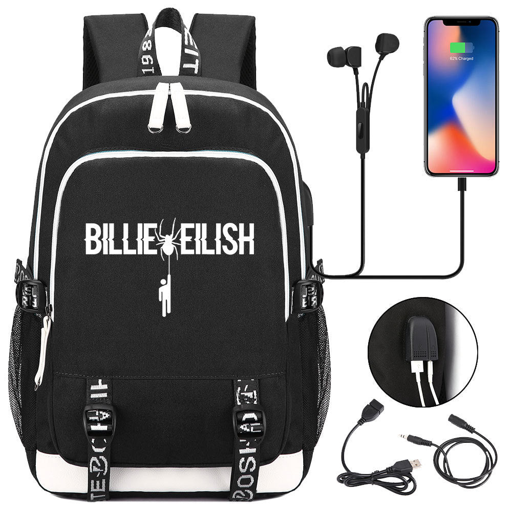Celebrity Style Trend Billie Teenage Primary and Secondary School Students Schoolbag USB Men's and Women's Casual Backpack