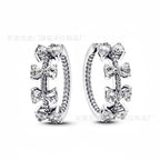 Pan Family Plating S925silver Shining Bow Necklace with Inlaid Diamonds Moon Fashion Collarbone Chain