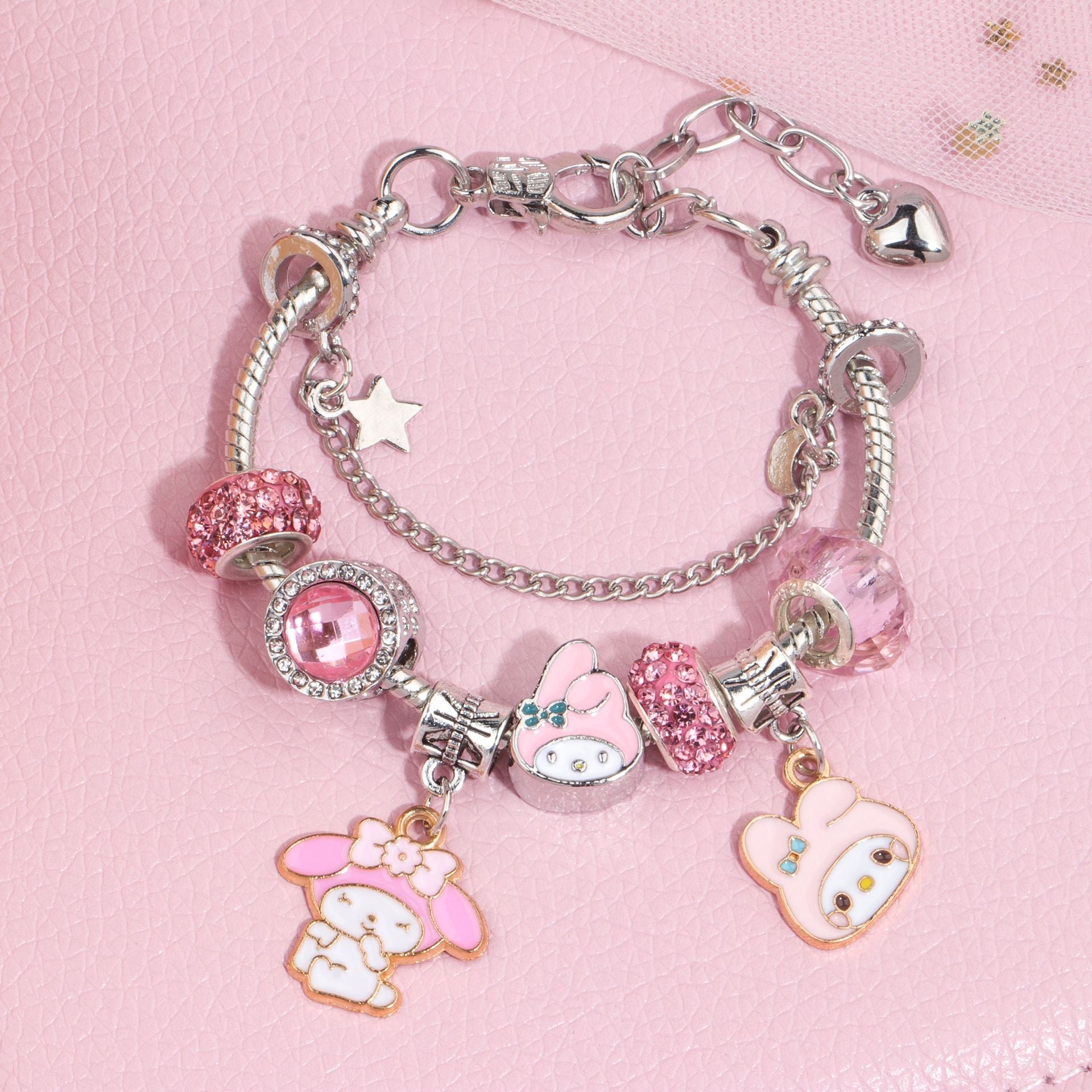 Hot Selling Sanrio Beaded Bracelet Cartoon Kuromi Labubu Beaded Bracelet Women's Accessories