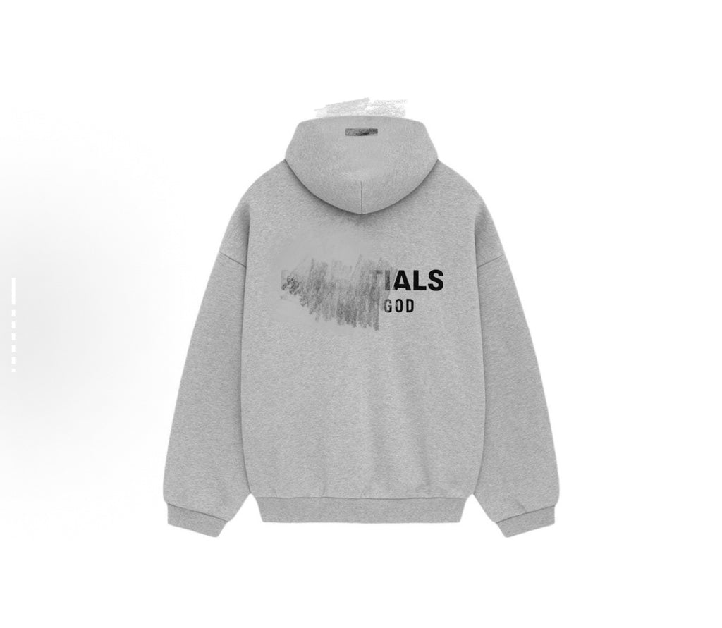 New Essentials Silicone Style Autumn Winter Double Row Letter Print Fleece-Lined Hoodie HOODIE