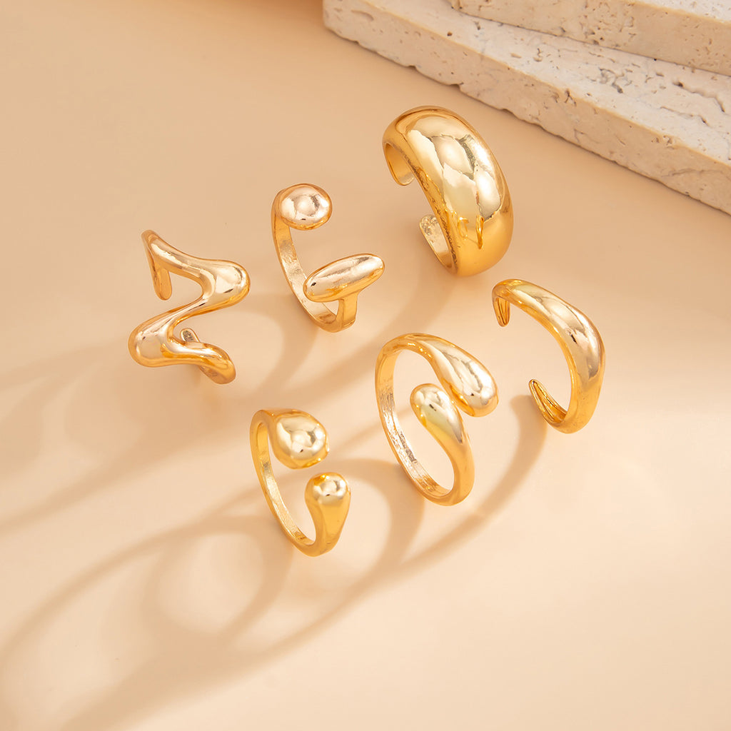 Custom Design Photosensitive Water Drop Hugging Open Ring for Celebrities Unique Irregular Geometric Joint Ring