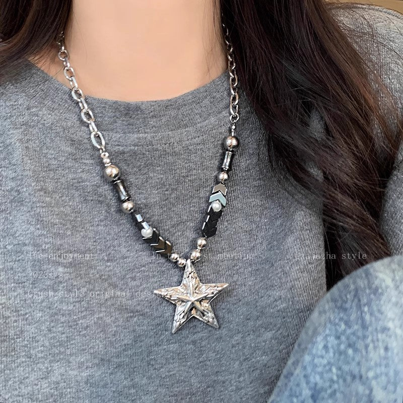 Star Custom 2025New Year's Exaggerated Punk Necklace y2k Irregular Subculture Hip-Hop Trend Unisex Niche Collarbone Chain