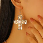 Celebrity Style Decorative Chain Jewelry Personalized Cross Alloy Pendant Necklace  Minimalist Style Clip Simple Internet Celebrity Collarbone Chain for Women