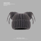 Same Style as Stars2025Winter Essential Cat Ear Tassel Hat for Women, Thickened Warm Knitted Hat, Fashionable Versatile Autumn Winter Cute Quality Style