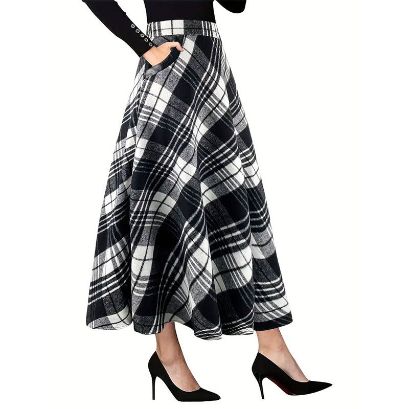 90s Grunge Plaid Maxi Skirt - "Brutal" MV Aesthetic