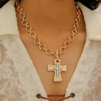 Celebrity Style Decorative Chain Jewelry Personalized Cross Alloy Pendant Necklace  Minimalist Style Clip Simple Internet Celebrity Collarbone Chain for Women