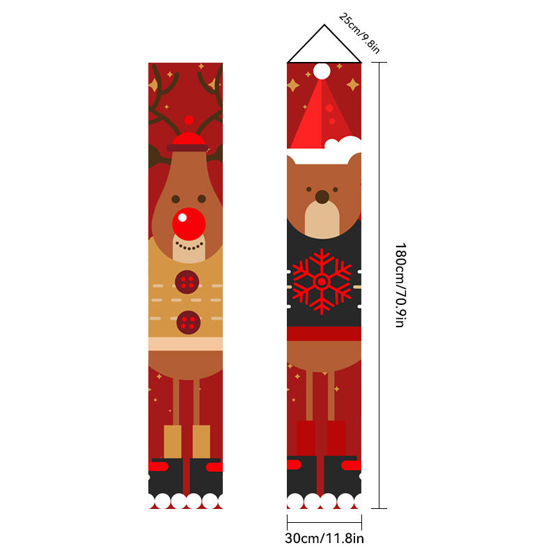 2026New Year Christmas Couplets Santa Claus Soldier Outdoor Decoration Door Curtain Hanging Flag Outdoor European and American