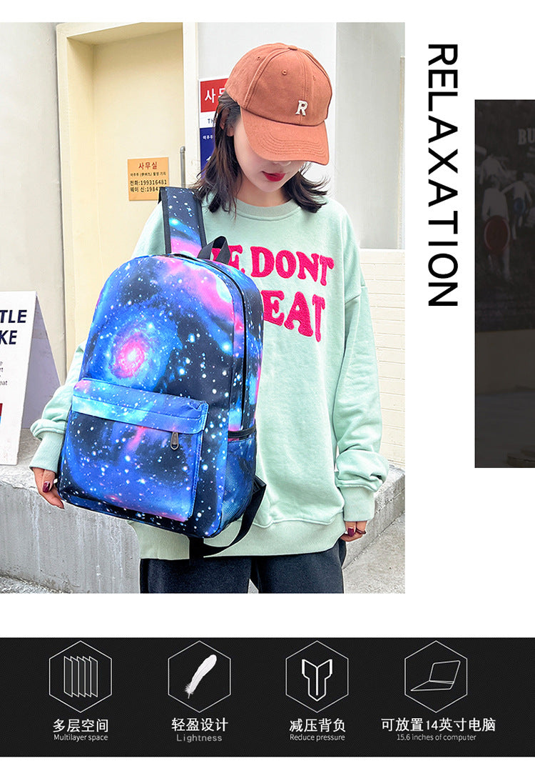 Celebrity Style Trendy European and American Billie Pencil Bag Shoulder Backpack Three-piece School Bag