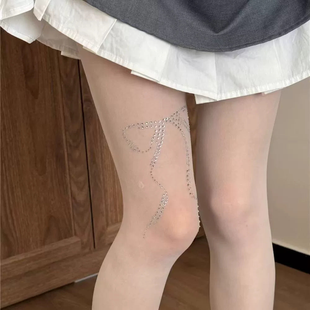 "Teenage Dream" Star Rhinestone Tights - Sheer Sparkle Mesh