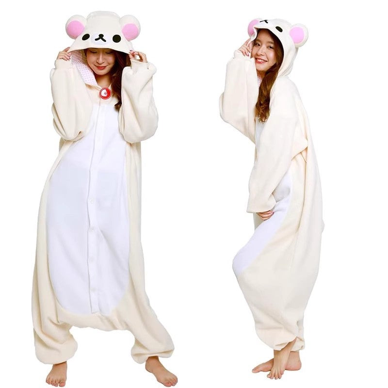 Japanese Style Rilakkuma Sister Cartoon One-Piece Pajamas Halloween Unisex Stage Performance Costume Rilakkuma