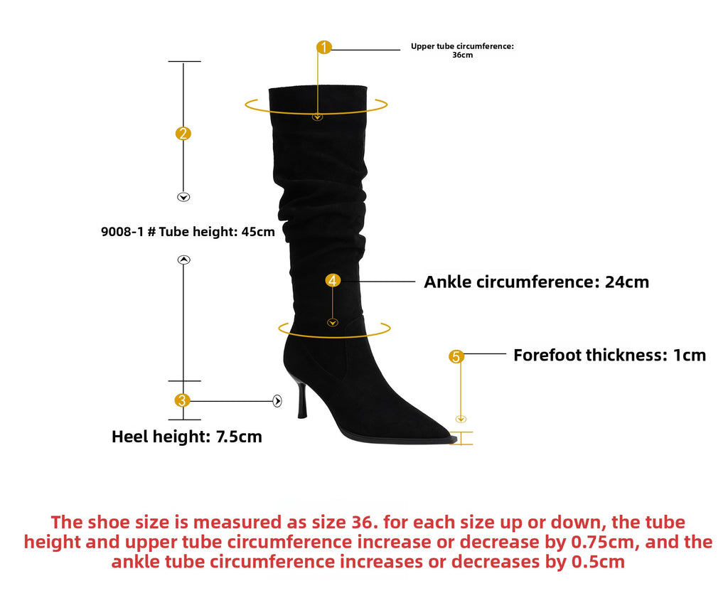 9800-1Internet Celebrity Pointed Toe High Heel Boots Over-the-Knee Long Boots for Women Autumn Winter New Suede Thin Heel Long Boots Women's Boots