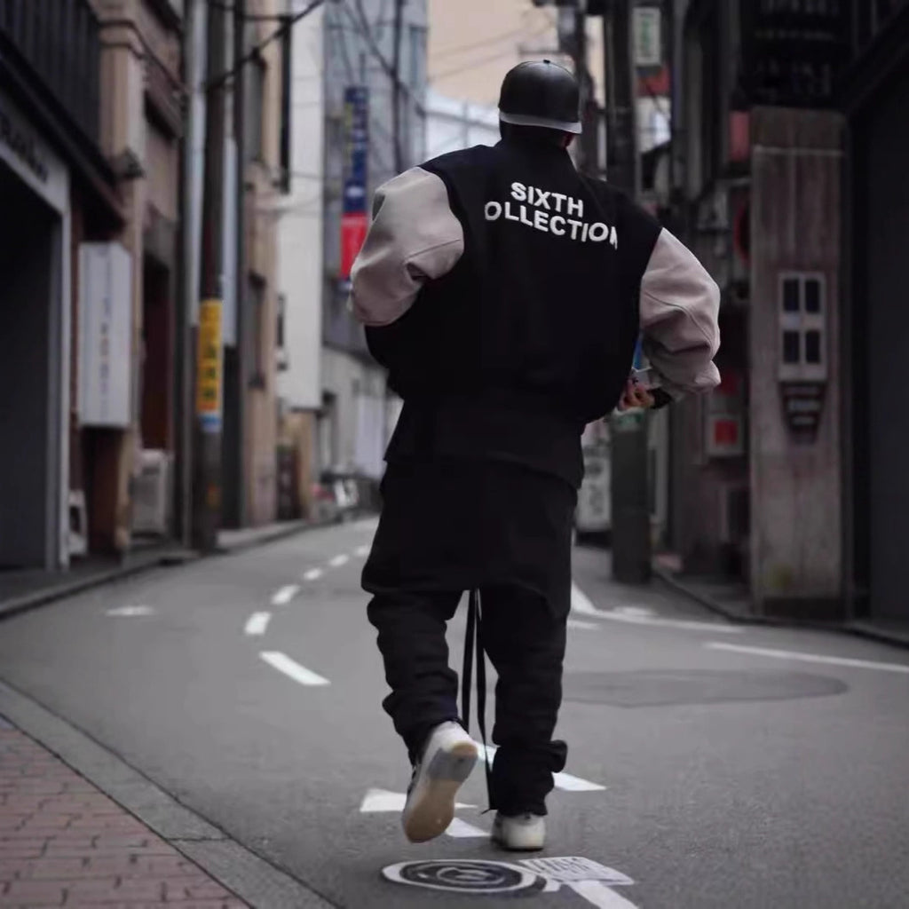 Star Style Autumn Winter Sports Jacket Casual Loose Long Sleeve Top Couple Spliced Sleeve Baseball Cotton Jacket Handsome Unisex Outerwear