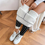 Hot-Selling Lamb Wool Polka Dot Print High-Waisted Slim Fit Warm Women's Leggings Winter New Tight-Fitting