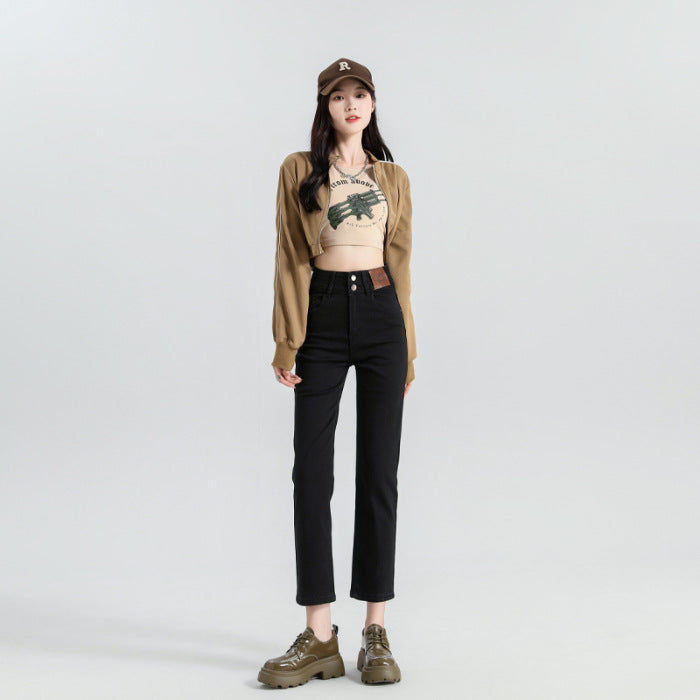 Rockstar Girlfriend High-Waist Cigarette Jeans - Noir Black