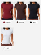 New Casual Sportswear t Women's Slim Fit Quick-Dry Barely-There Feel Fitness Top Shirt Running Yoga Short Sleeve