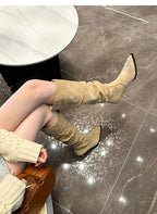 9800-1Internet Celebrity Pointed Toe High Heel Boots Over-the-Knee Long Boots for Women Autumn Winter New Suede Thin Heel Long Boots Women's Boots