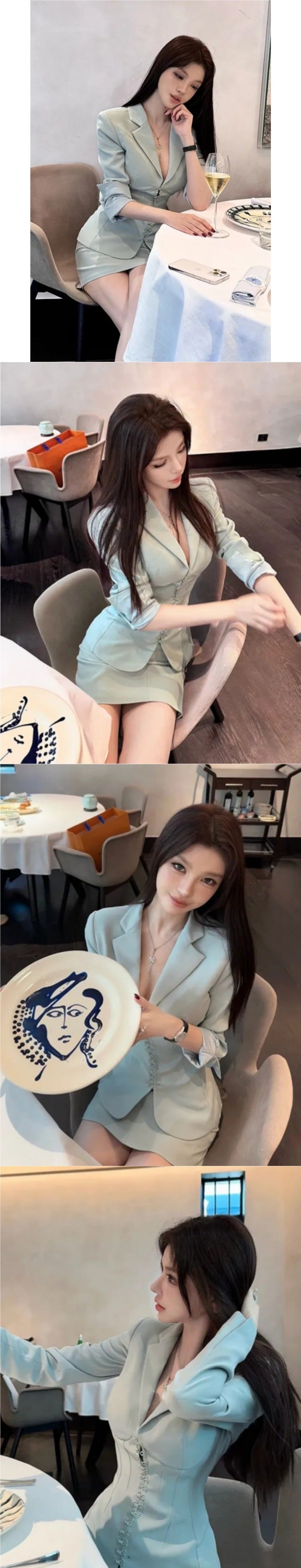 French simplicity OL Style Long Sleeve Small Blazer Waist-Cinching Jacket Women Autumn Winter New Style Bodycon Midi Skirt Two-Piece Set