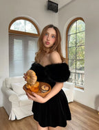 Celebrity Custom High-End Fur Single-Piece Strapless Velvet Dress with Gloves and Fur Shawl European Style Evening Elegant Look