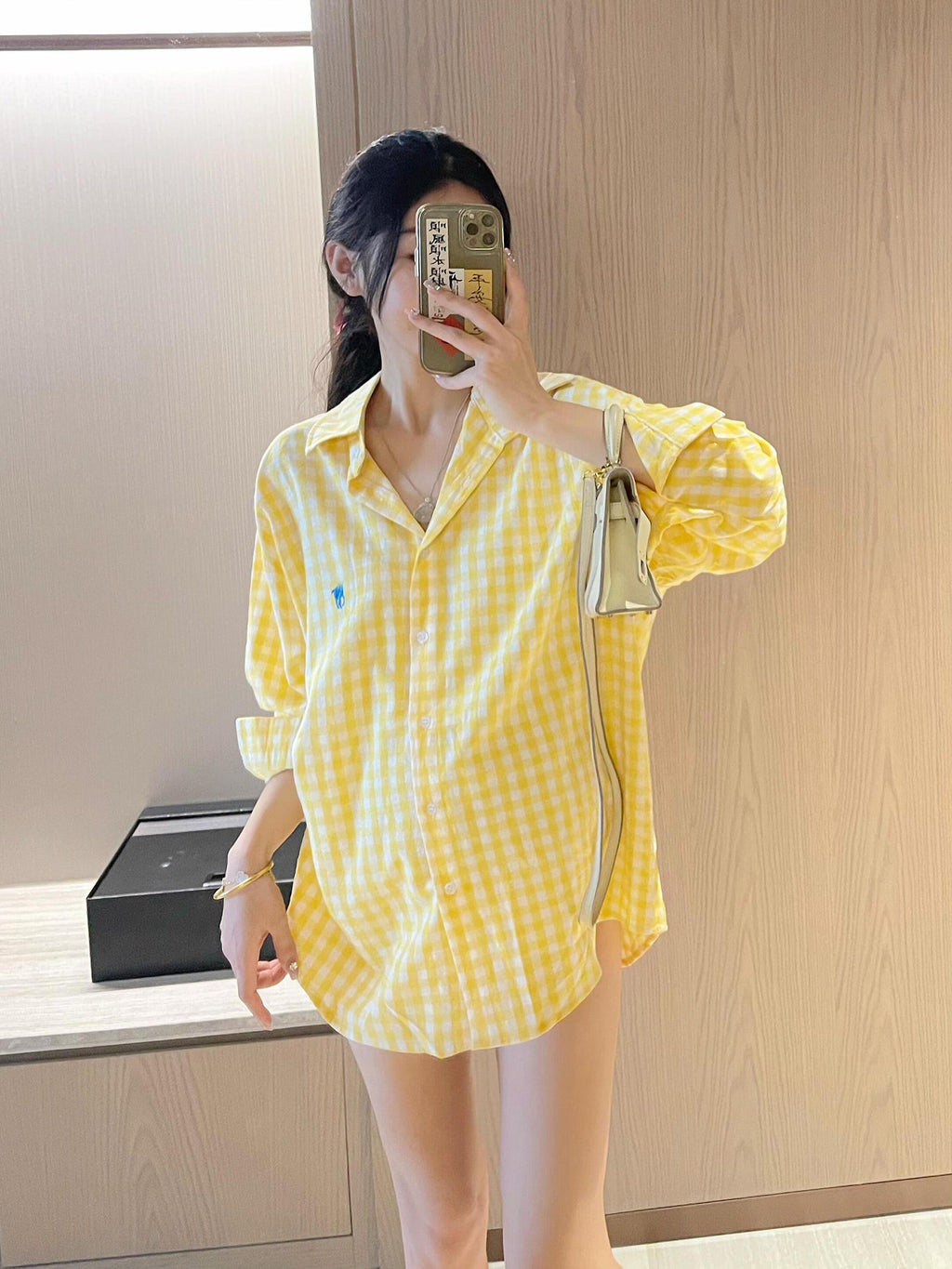 RL Raff Little Pony Logo Embroidered Long Sleeve Plaid Shirt for Women POLO Cotton Sun Protection Shirt Spring Summer Casual Top