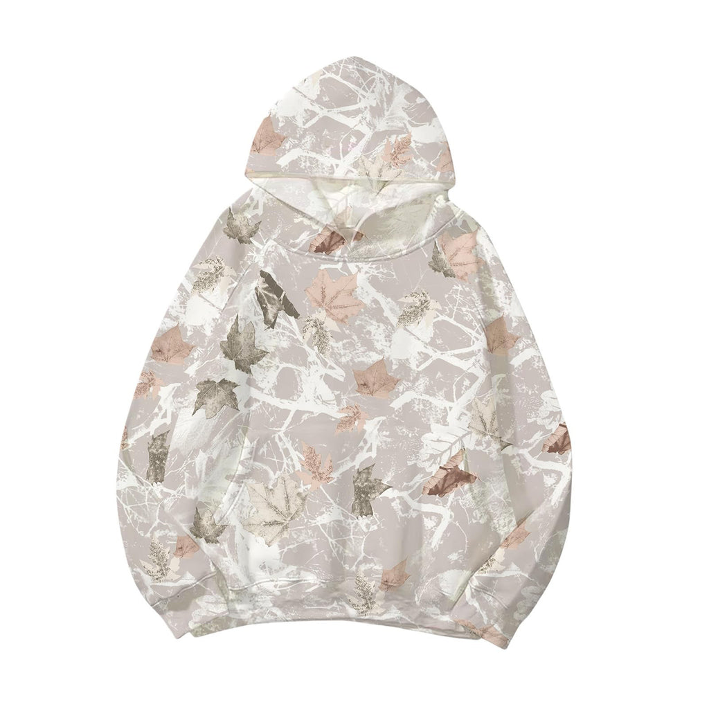 2025European and Autumn New Women's Fashion3d Digital Printed Camouflage Maple Leaf Sweatshirt Jacket