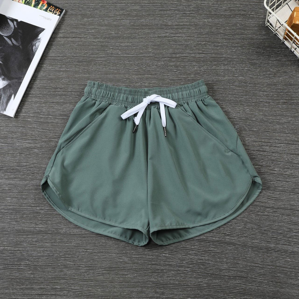 Women's Yoga Pants Sports Summer Thin Quick-Dry Fake Two-Piece Anti-Exposure Shorts Double Layer Running Gym