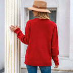 Autumn Winter Women's Christmas Long Sleeve Pullover Sweater European American Knitted Letter Bell Round Neck Holiday Sweater Christmas Limited Edition