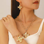 Celebrity Style Decorative Chain Jewelry Personalized Cross Alloy Pendant Necklace  Minimalist Style Clip Simple Internet Celebrity Collarbone Chain for Women