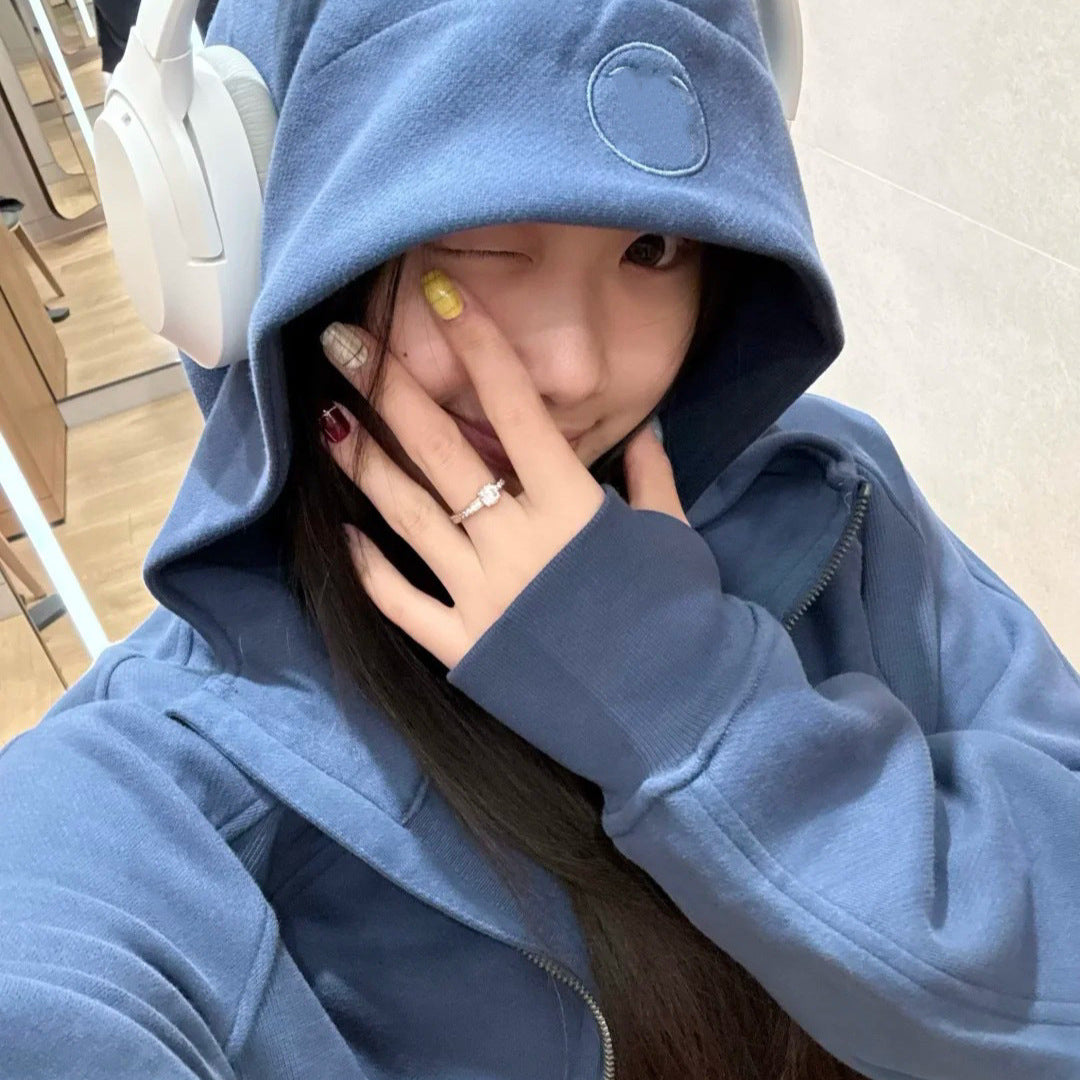 0G2011，Lemon fleece-lined hooded zip-up jacket Celebrity Style Women's Short Casual Fleece Jacket