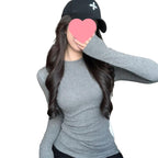 Fleece-Lined Thickened Polar Fleece Autumn Winter Base Shirt Regular Shoulder Round Neck Long Sleeve