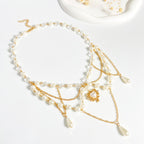 Celebrity Style Jewelry Niche Design Hot Girl Imitation Pearl Tassel Heart Cross Butterfly Versatile Necklace for Women