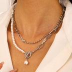 Celebrity Style Jewelry Niche Design Hot Girl Imitation Pearl Tassel Heart Cross Butterfly Versatile Necklace for Women