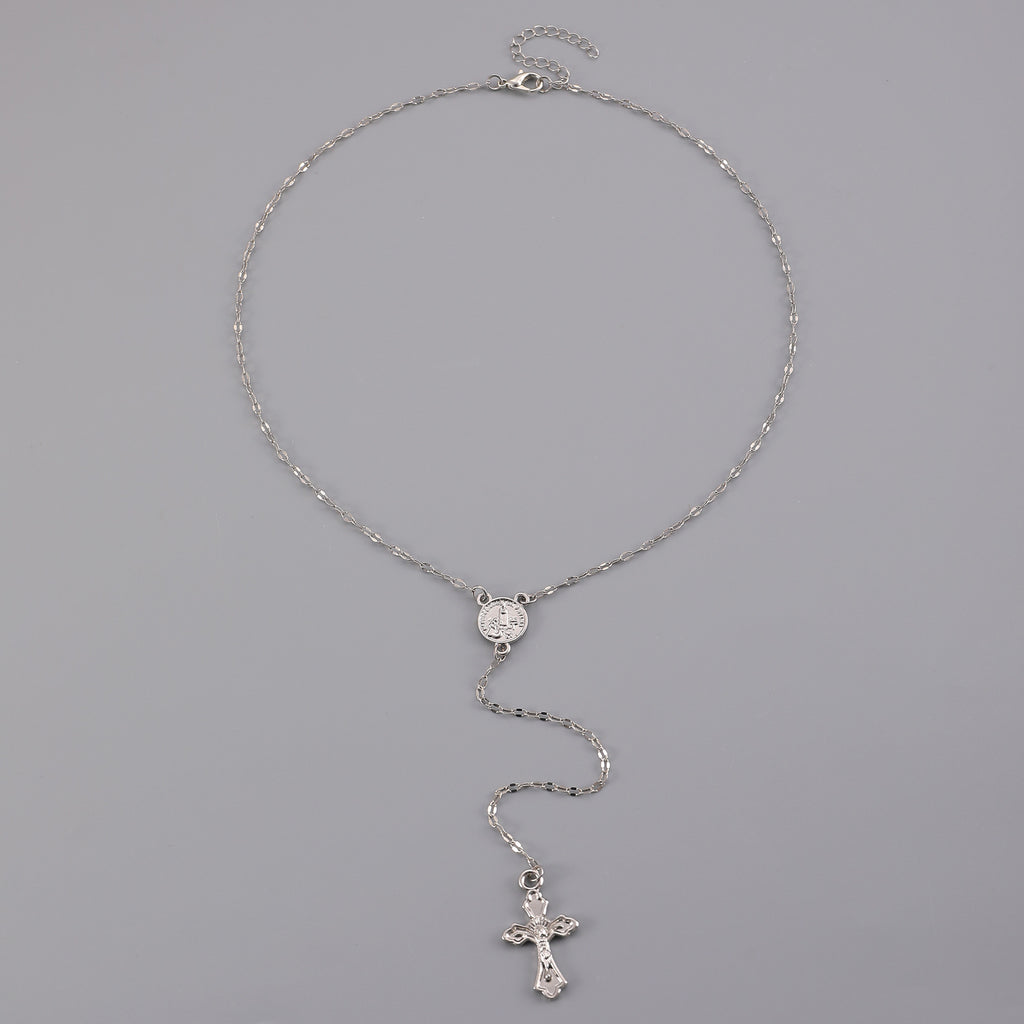 Celebrity Style Popular Cross Long Chain Necklace for Women Easter Trendy Jewelry Sexy Tassel Virgin Mary Pendant