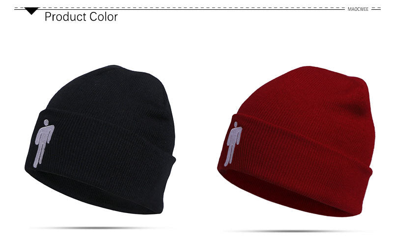 New style knitted hat similar to celebrity style Billie Knitted Hat Embroidery Autumn Winter Export Pullover Brimless Hat