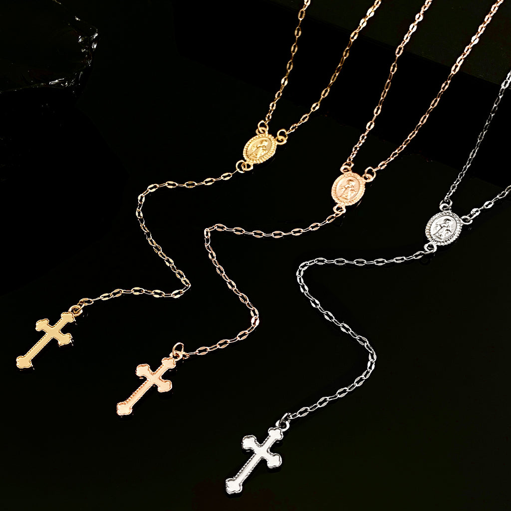 Celebrity Style Popular Cross Long Chain Necklace for Women Easter Trendy Jewelry Sexy Tassel Virgin Mary Pendant
