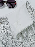 "bad idea right?" Silver Mini Skirt - 90s Disco Sequin