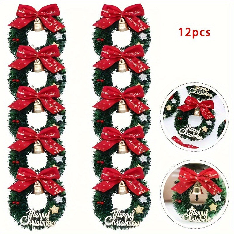 2026Style H7511 New mini Christmas wreath with bells and ribbons