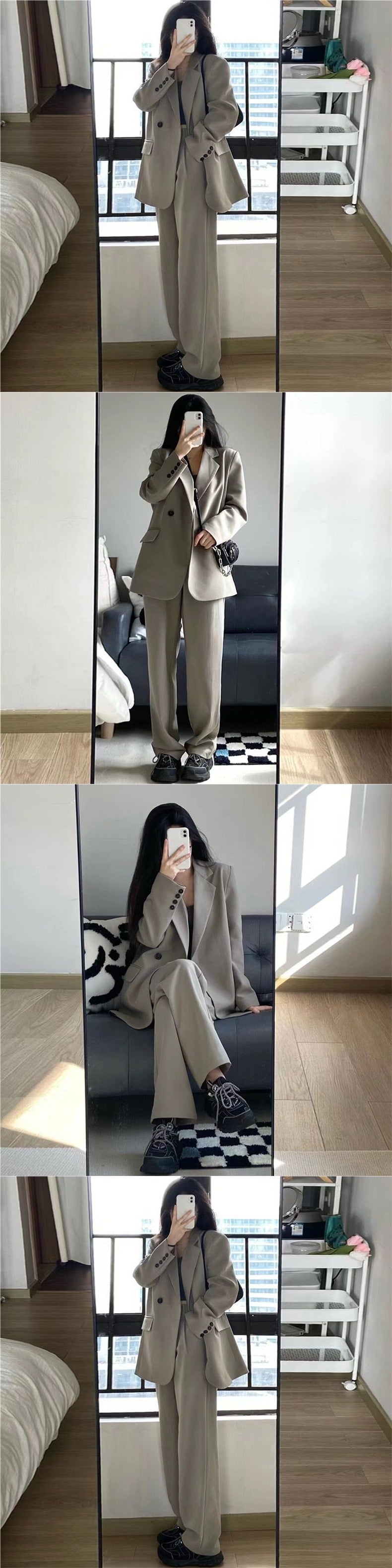 Fashionable Casual High-End Women's Blazer2025New Spring and Autumn Korean Style Loose Slimming Two-Piece Suit Set