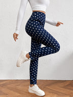Hot-Selling Lamb Wool Polka Dot Print High-Waisted Slim Fit Warm Women's Leggings Winter New Tight-Fitting