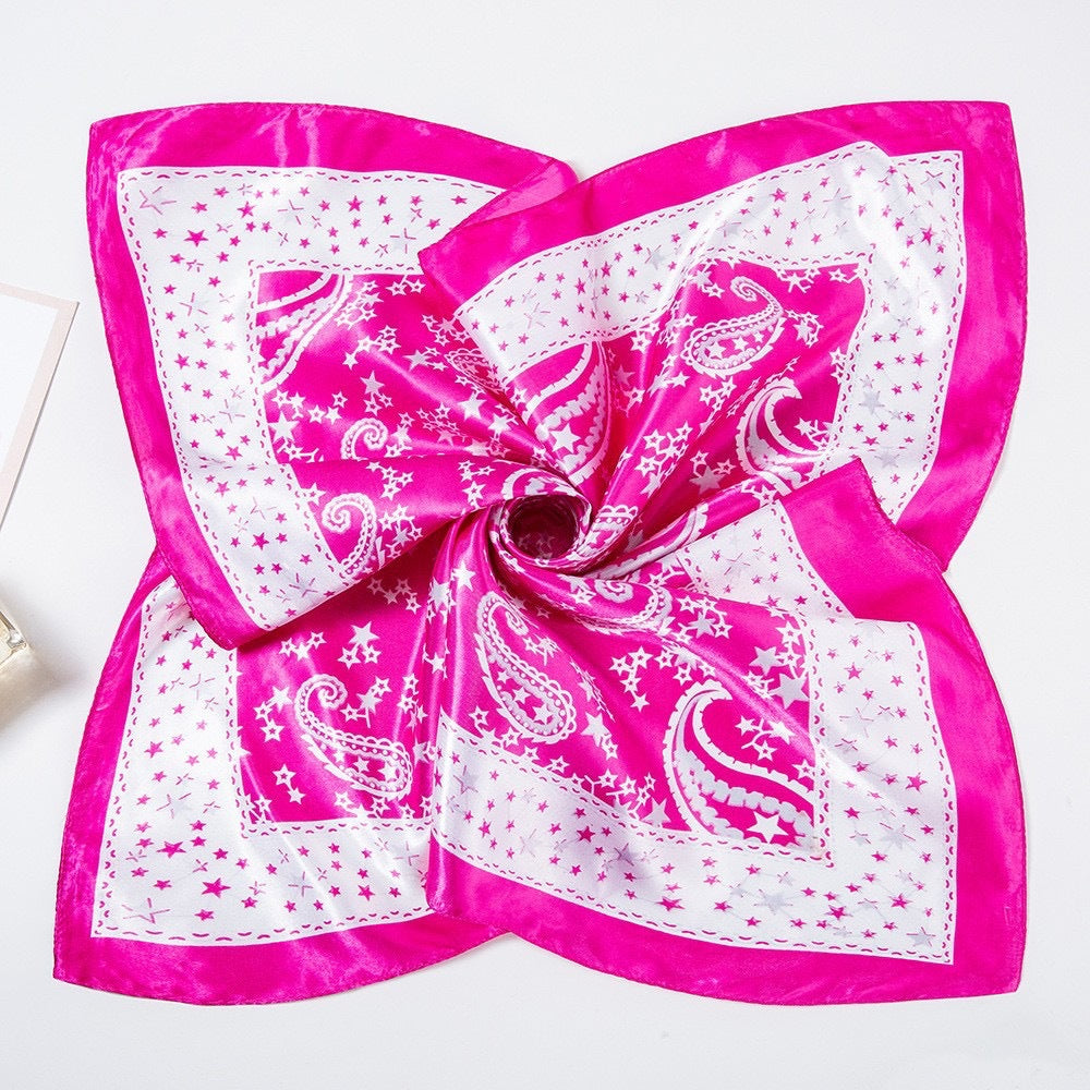 Same Style as Stars2025New Paisley Small Cashew Deformed Insect Satin70Silk Scarf Scarf Headscarf Fashion Design Small Water Drop Square Scarf Decoration Matching Headscarf