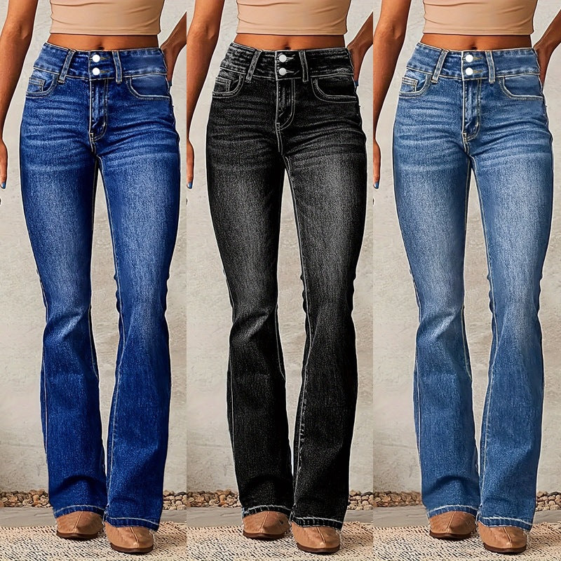 "Main Character" High-Waist Flare Jeans - Vintage Stretch Denim