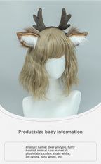 Christmas Antler Headband Cute Plush Deer Ear Headwear cosplay Accessories Handmade Simulated Animal Ear Headband
