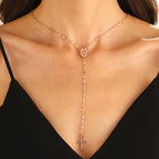 Celebrity Style Popular Cross Long Chain Necklace for Women Easter Trendy Jewelry Sexy Tassel Virgin Mary Pendant