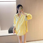 RL Raff Little Pony Logo Embroidered Long Sleeve Plaid Shirt for Women POLO Cotton Sun Protection Shirt Spring Summer Casual Top