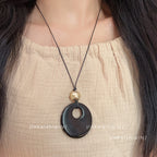 Star Custom New Mysterious Black Long Geometric Pendant Necklace for Women New Chinese Style Niche High-end Versatile Necklace Wholesale