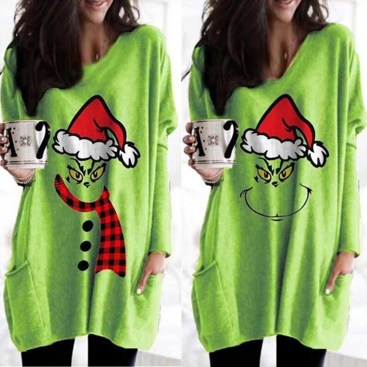 2025Christmas Green Furry Monster GrinchChristmas3D Printed Long Sweatshirt
