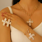 Celebrity Style Decorative Chain Jewelry Personalized Cross Alloy Pendant Necklace  Minimalist Style Clip Simple Internet Celebrity Collarbone Chain for Women