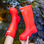 Star Custom Fashion Korean Style Women's High Tube Rain Boots Non-Slip Waterproof Wear-Resistant Long Tube Water Boots Adult Rubber Shoes
