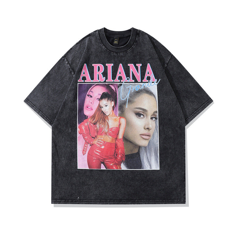 Celebrity Style American Retro Billie Singer Character Print Short Sleeve T Men's and Women's Street Style Short Sleeve T-Shirt